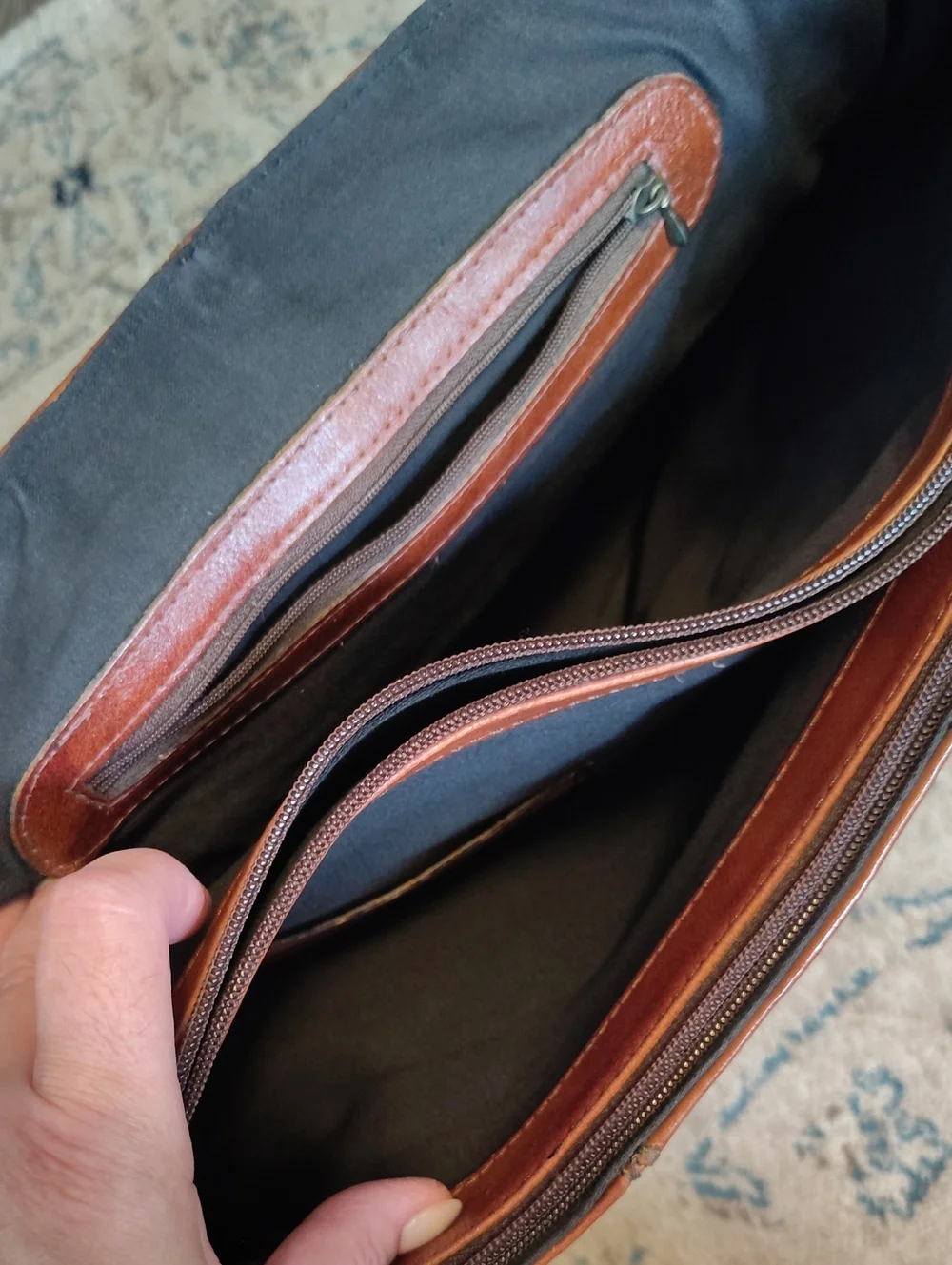 Vintage Leather Messenger Bag Multi Compartments